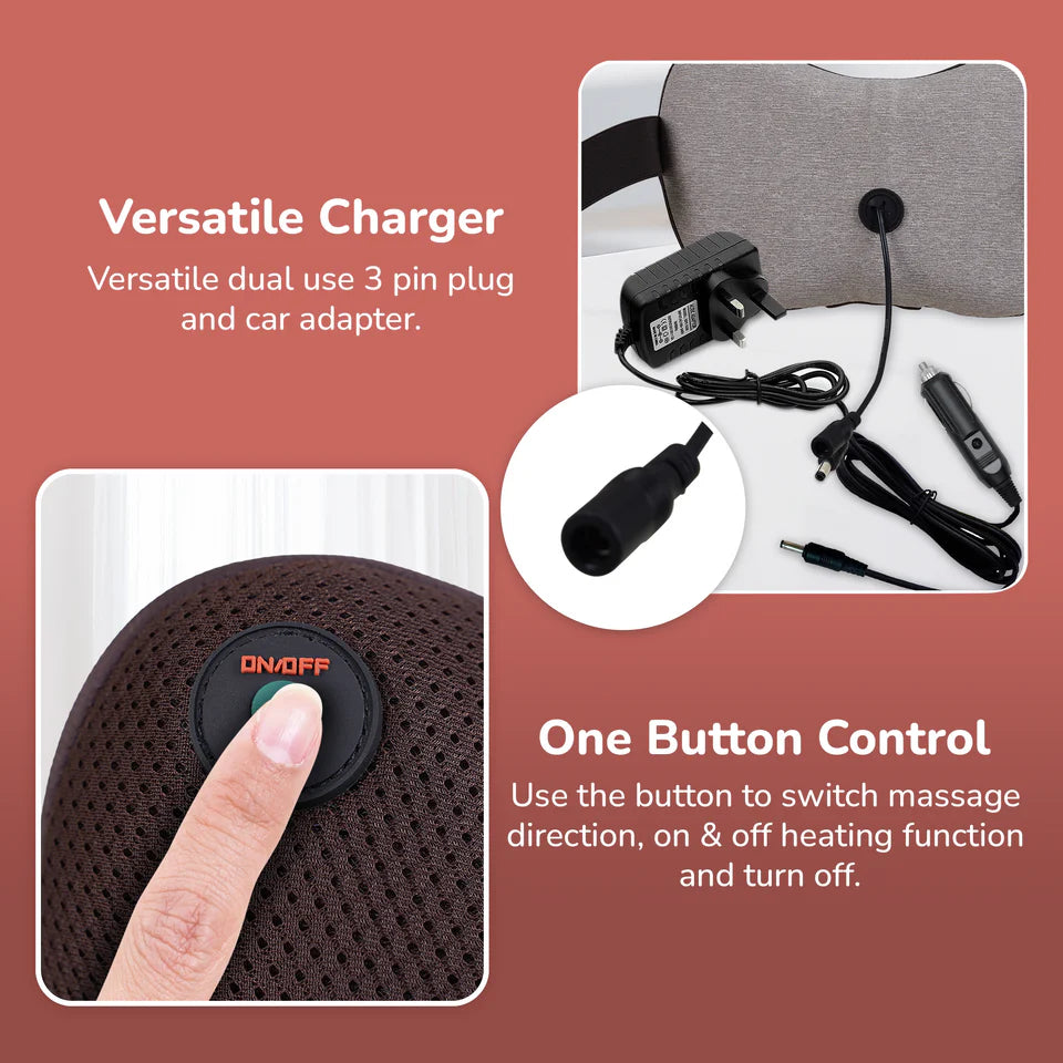 Mellow Shiatsu Massage Pillow | Heat Therapy | Deep Kneading | Neck, Back & Shoulder Pain Relief | Portable & Lightweight