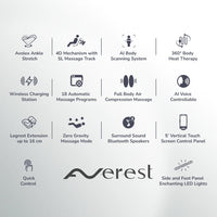 Averest 4D Massage Chair - AI Body Scan, Zero Gravity, 360° Heat, 28 Airbags, Voice Control - Grey
