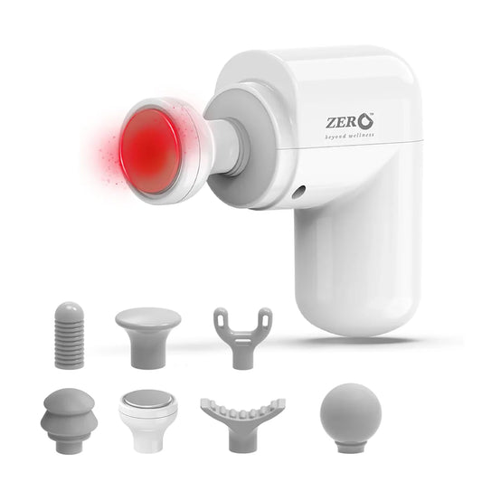 Therma Flex Massage Gun - Deep Tissue, Heat Therapy, 6 Speeds, 7 Heads | White