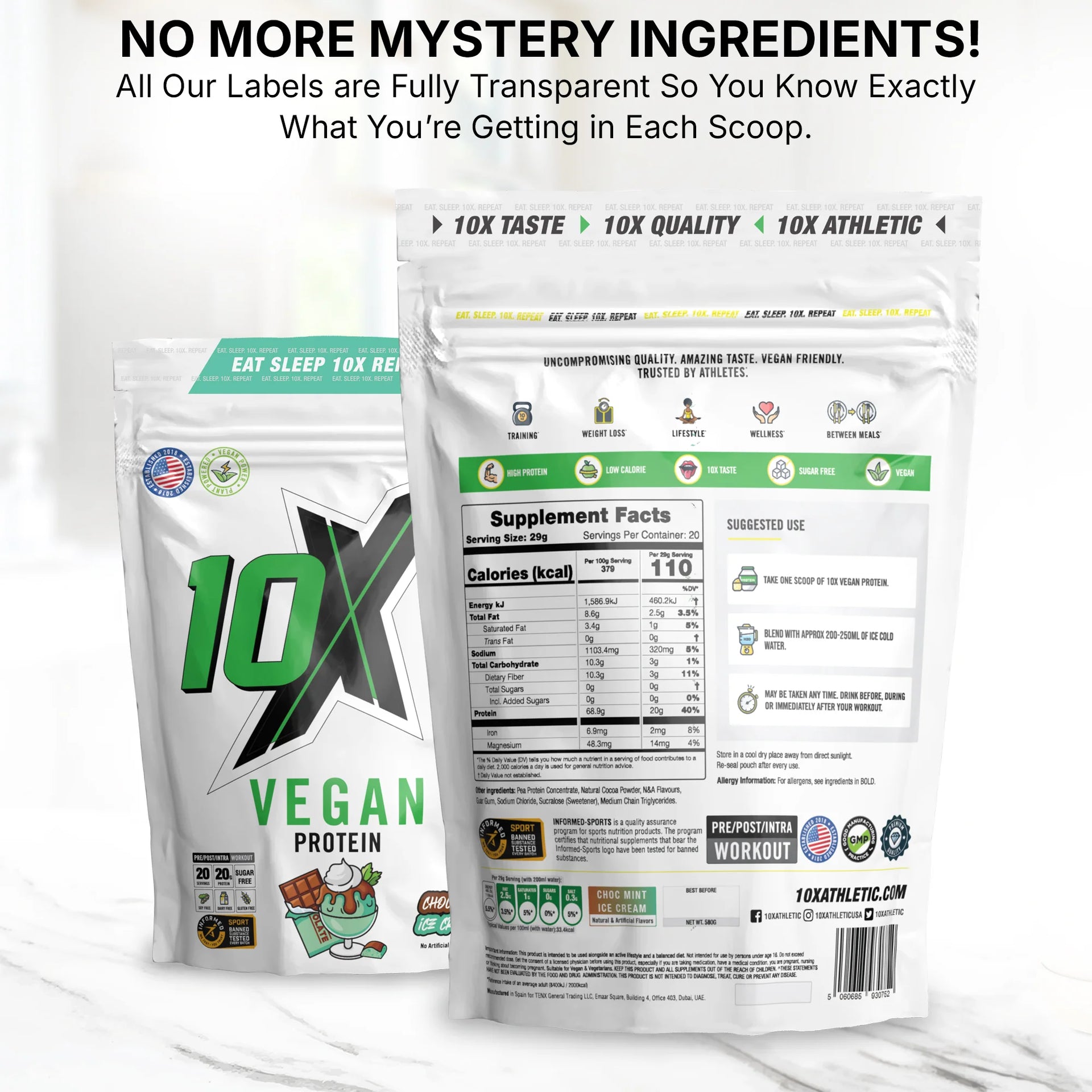 10X Vegan Protein Chocolate 20 servings