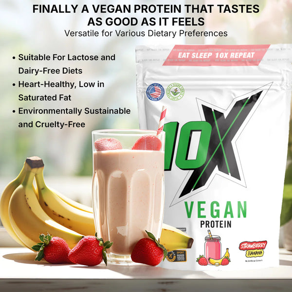 10X Athletic Vegan Protein | 20g Plant-Based Protein | 20 Servings | Gluten-Free, Nut-Free, Lactose-Free | Low-Calorie