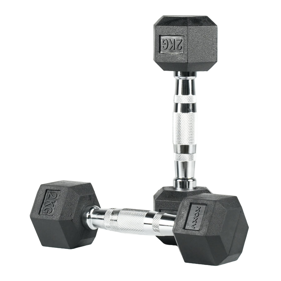 Hex Rubber Coated Dumbbell - 2 KG