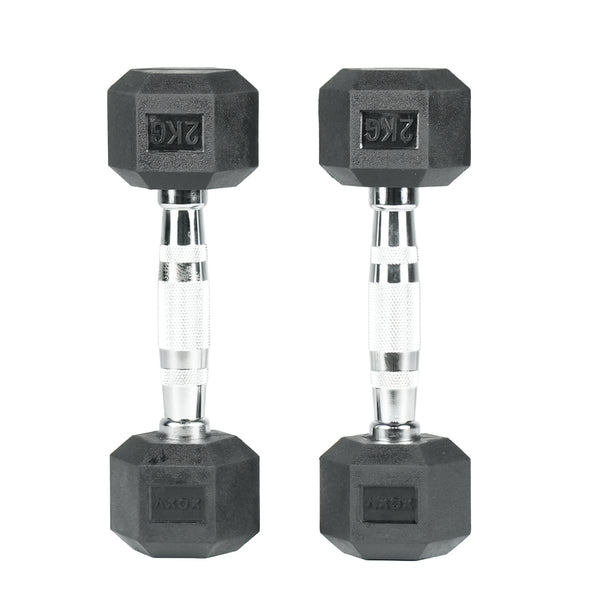 Hex Rubber Coated Dumbbell - Single 2kg