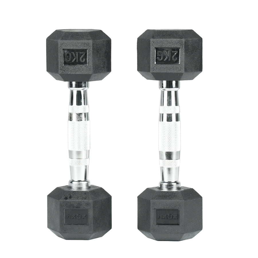 Hex Rubber Coated Dumbbell - Single 2kg