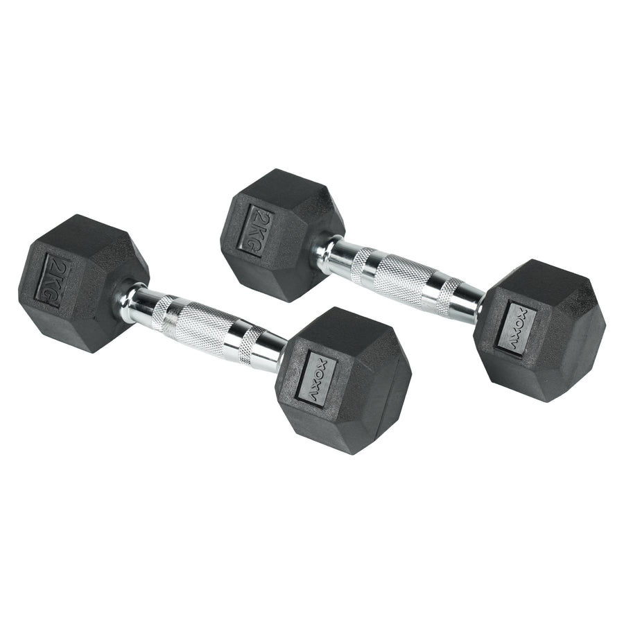 Hex Rubber Coated Dumbbell - Single 2kg
