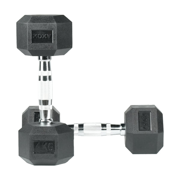 Hex Rubber Coated Dumbbell 4KG | Pair | Axox Fitness