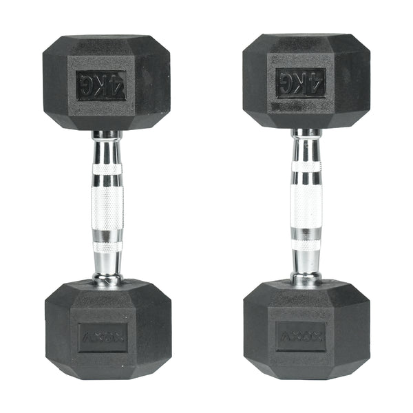 Hex Rubber Coated Dumbbell 4KG | Pair | Axox Fitness