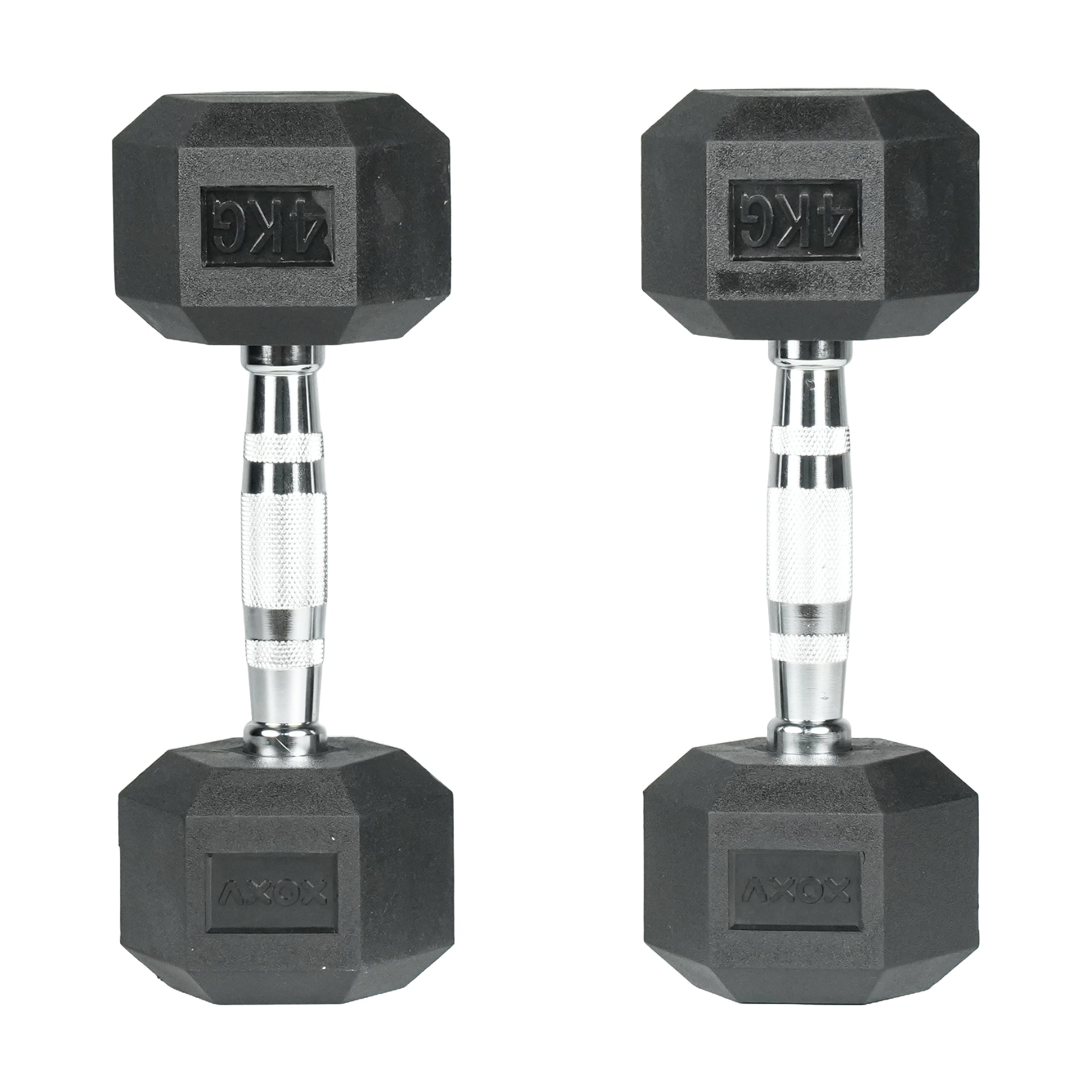 Hex Rubber Coated Dumbbell 4KG | Pair | Axox Fitness