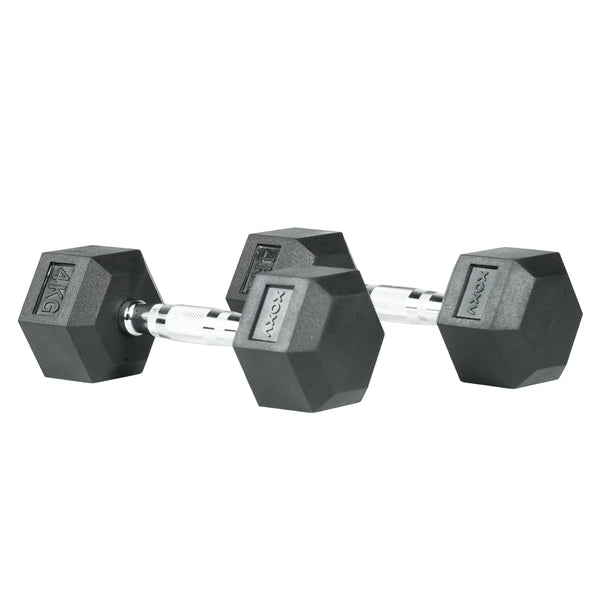 Hex Rubber Coated Dumbbell 4KG | Pair | Axox Fitness
