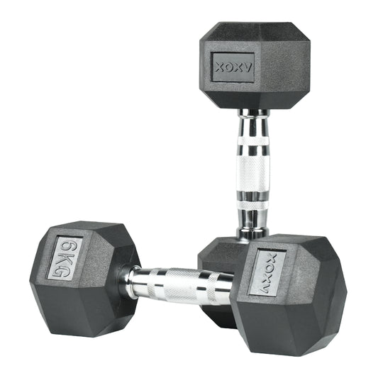 Hex Rubber Coated Dumbbell - 6KG 
