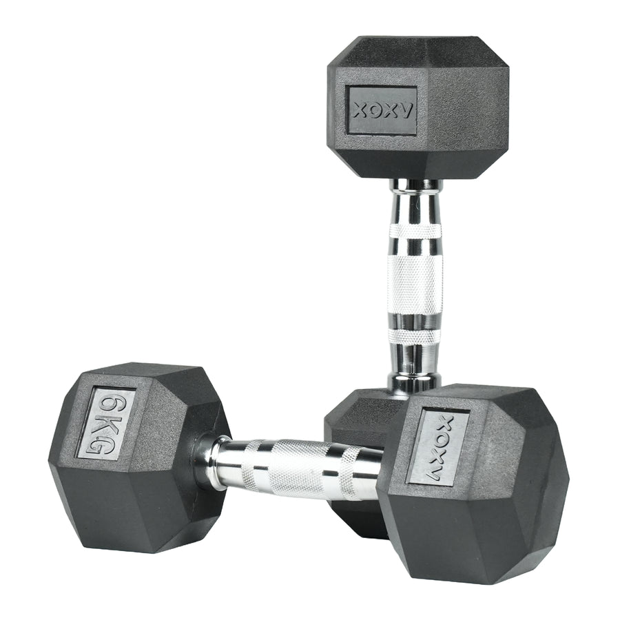 Hex Rubber Coated Dumbbell - 6KG 
