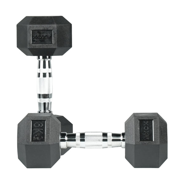 Hex Rubber Coated Dumbbell 6KG | Pair | Axox Fitness