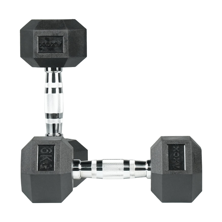 Hex Rubber Coated Dumbbell 6KG | Pair | Axox Fitness