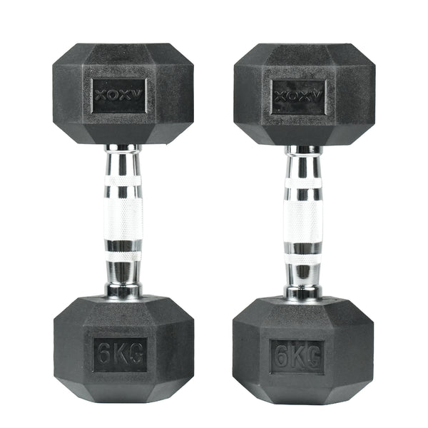 Hex Rubber Coated Dumbbell 6KG | Pair | Axox Fitness