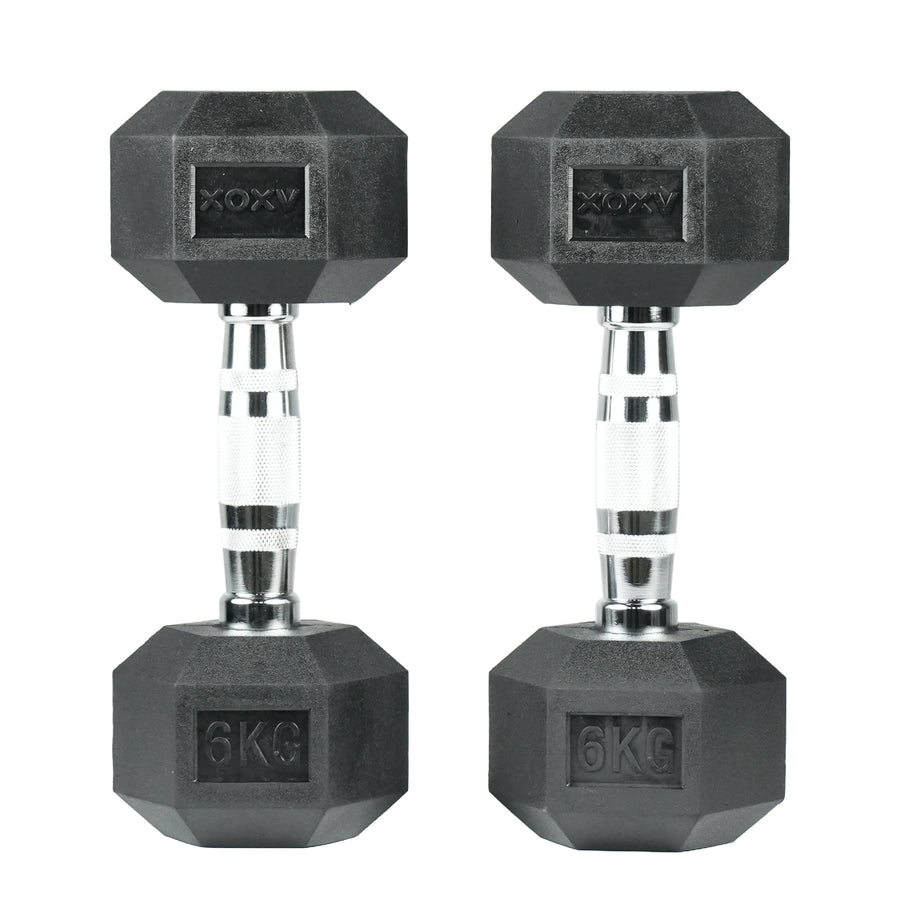 Hex Rubber Coated Dumbbell 6KG | Pair | Axox Fitness
