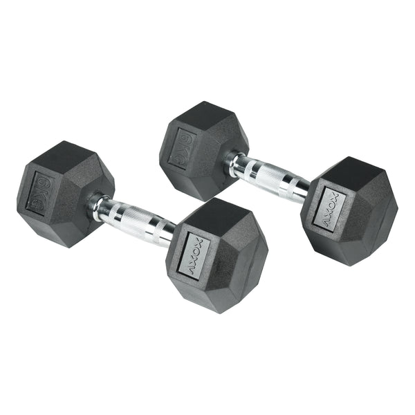 Hex Rubber Coated Dumbbell 6KG | Pair | Axox Fitness