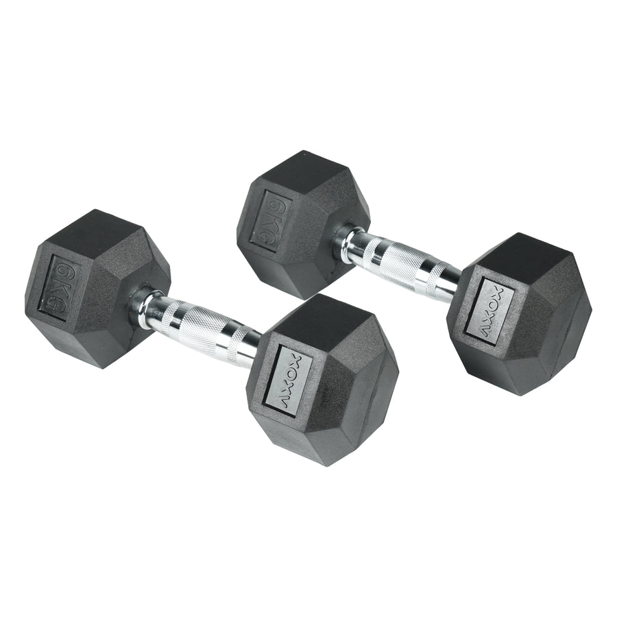 Hex Rubber Coated Dumbbell 6KG | Pair | Axox Fitness