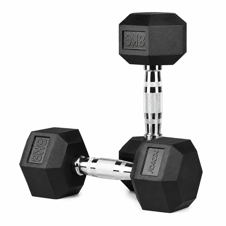 Axox Fitness Hex Rubber Coated Dumbbell – 8KG (Pair)