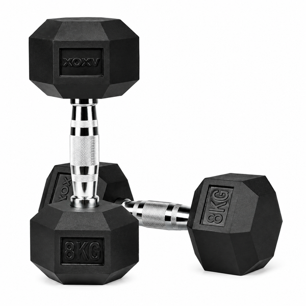 Axox Fitness Hex Rubber Coated Dumbbell – 8KG (Pair)