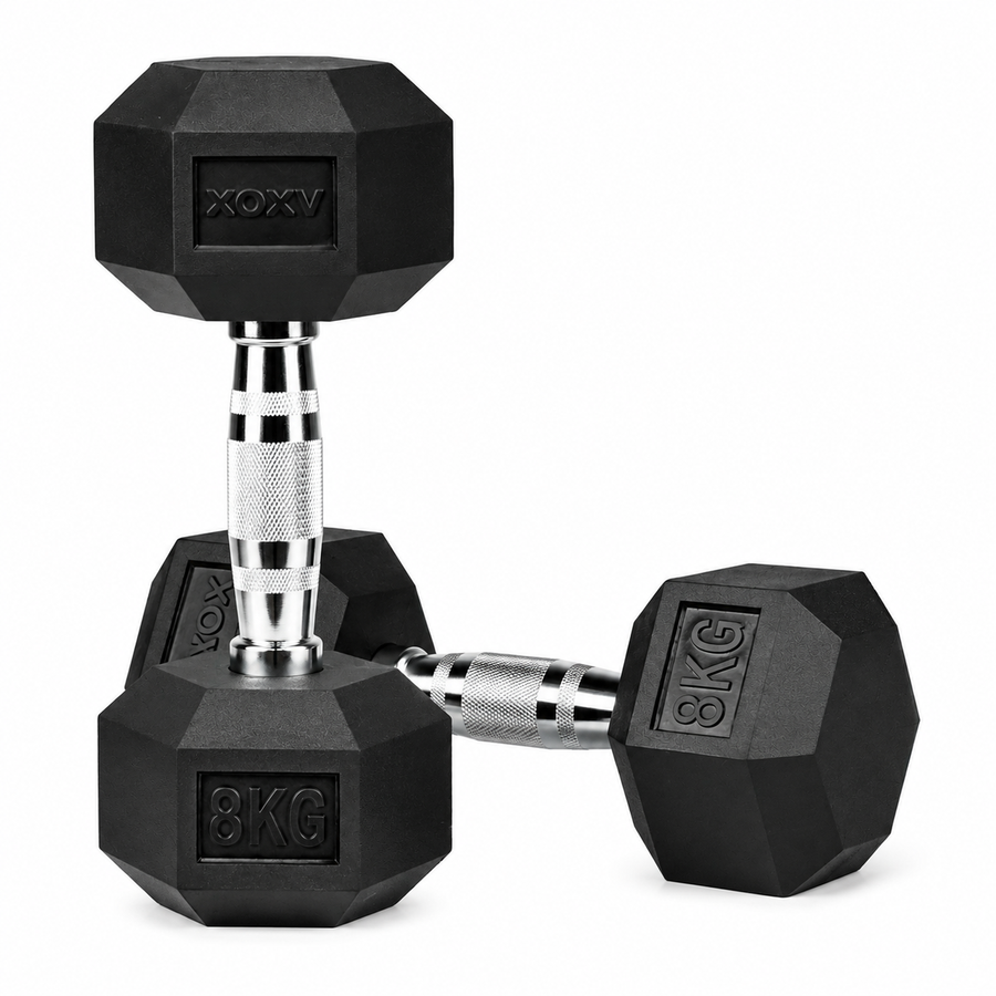 Axox Fitness Hex Rubber Coated Dumbbell – 8KG (Pair)