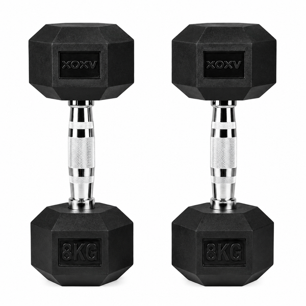 Axox Fitness Hex Rubber Coated Dumbbell – 8KG (Pair)
