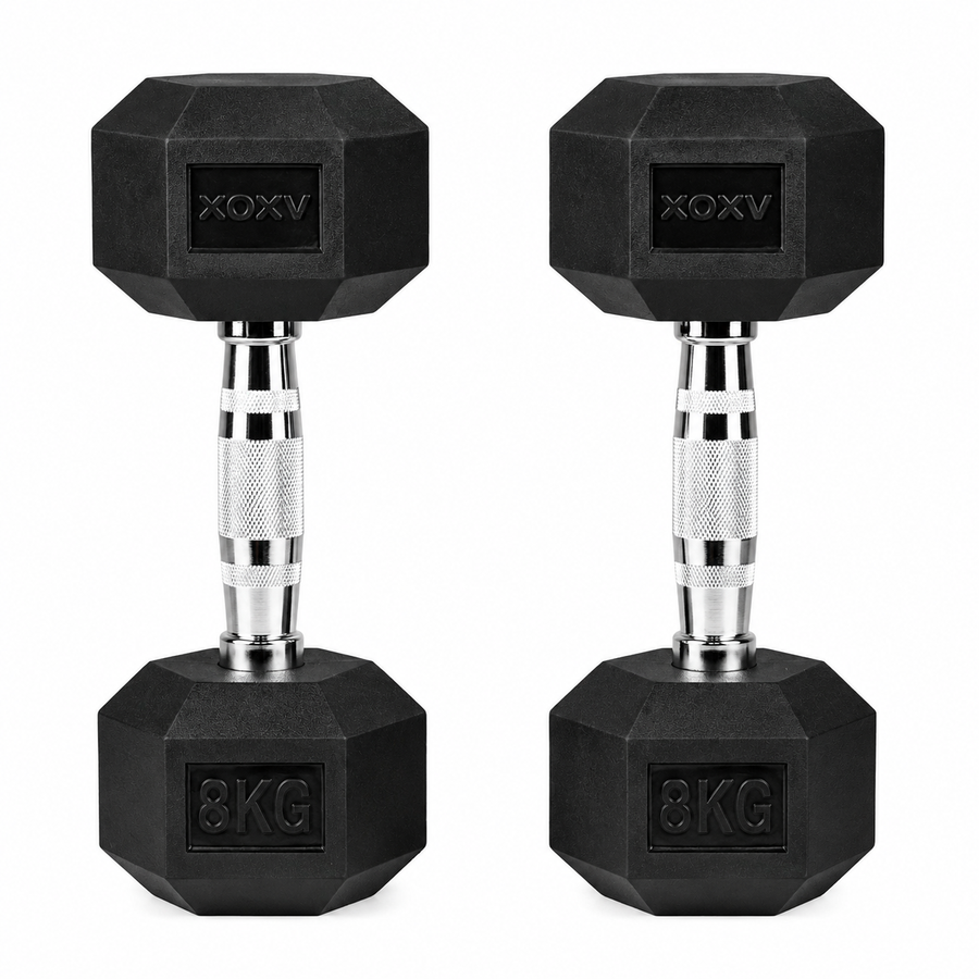 Axox Fitness Hex Rubber Coated Dumbbell – 8KG (Pair)