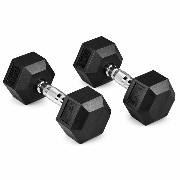 Axox Fitness Hex Rubber Coated Dumbbell – 8KG (Pair)