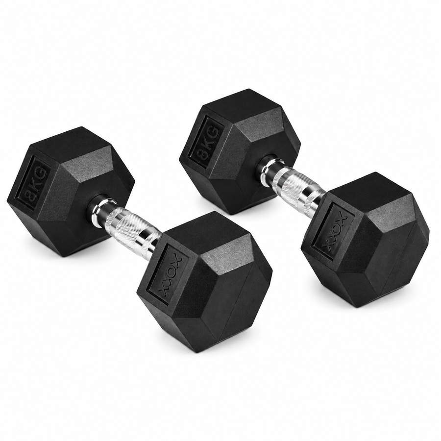 Axox Fitness Hex Rubber Coated Dumbbell – 8KG (Pair)
