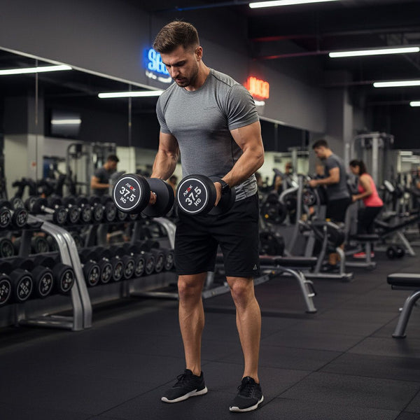 Round Rubber Dumbbell - Pair 37.5kg