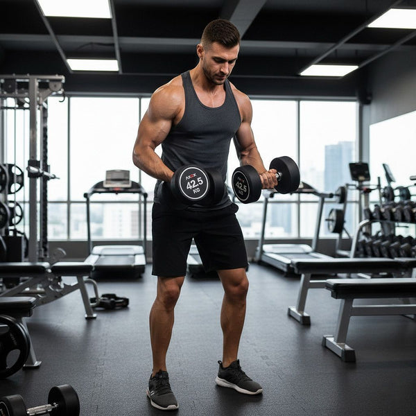 Round Rubber Dumbbell - Pair 42.5kg