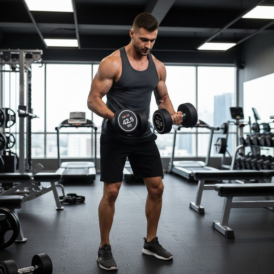 Round Rubber Dumbbell - Pair 42.5kg