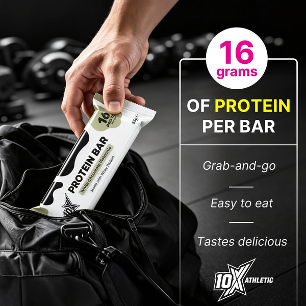 10X Athletic White Chocolate Pistachio Protein Bars | 12 × 55g | 16g Protein per Bar