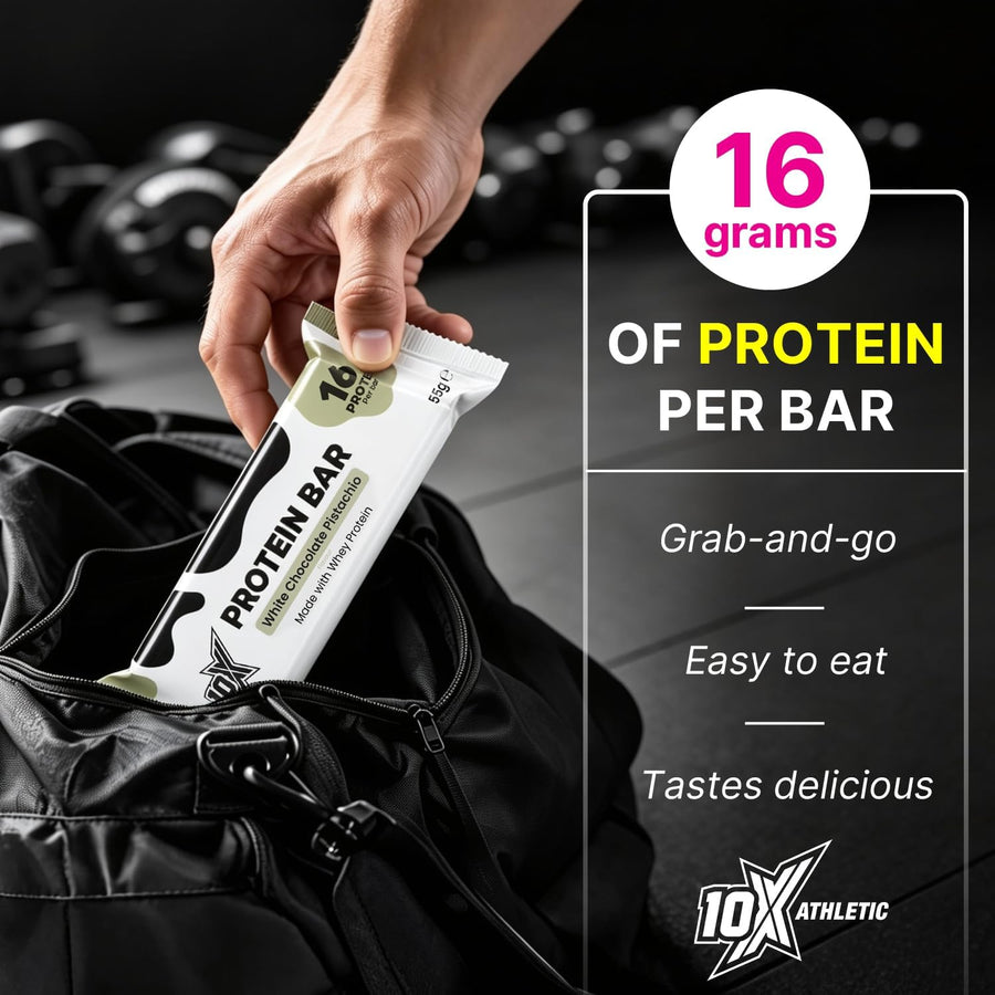 10X Athletic White Chocolate Pistachio Protein Bars | 12 × 55g | 16g Protein per Bar