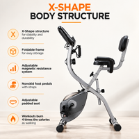 X-Fit Foldable Exercise Bike – Magnetic Resistance Indoor Cycling Bike with LCD Display & Resistance Bands