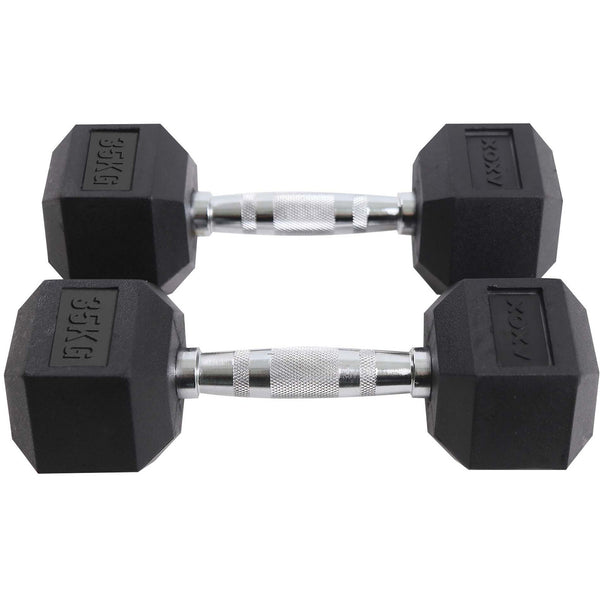 Rubber Coated Hex Dumbbell Set | 27.5kg - 50kg