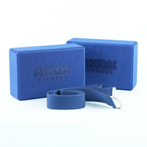 Axox Fitness Yoga Set – EVA Foam Brick & Stretch Strap | Beginner to Advanced