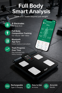 MyPT Smart Transformation Bundle | Body Composition Scale + Smart Nutrition Kitchen Scale | Bluetooth App Sync | BMI, Body Fat, Muscle & Calorie Tracking