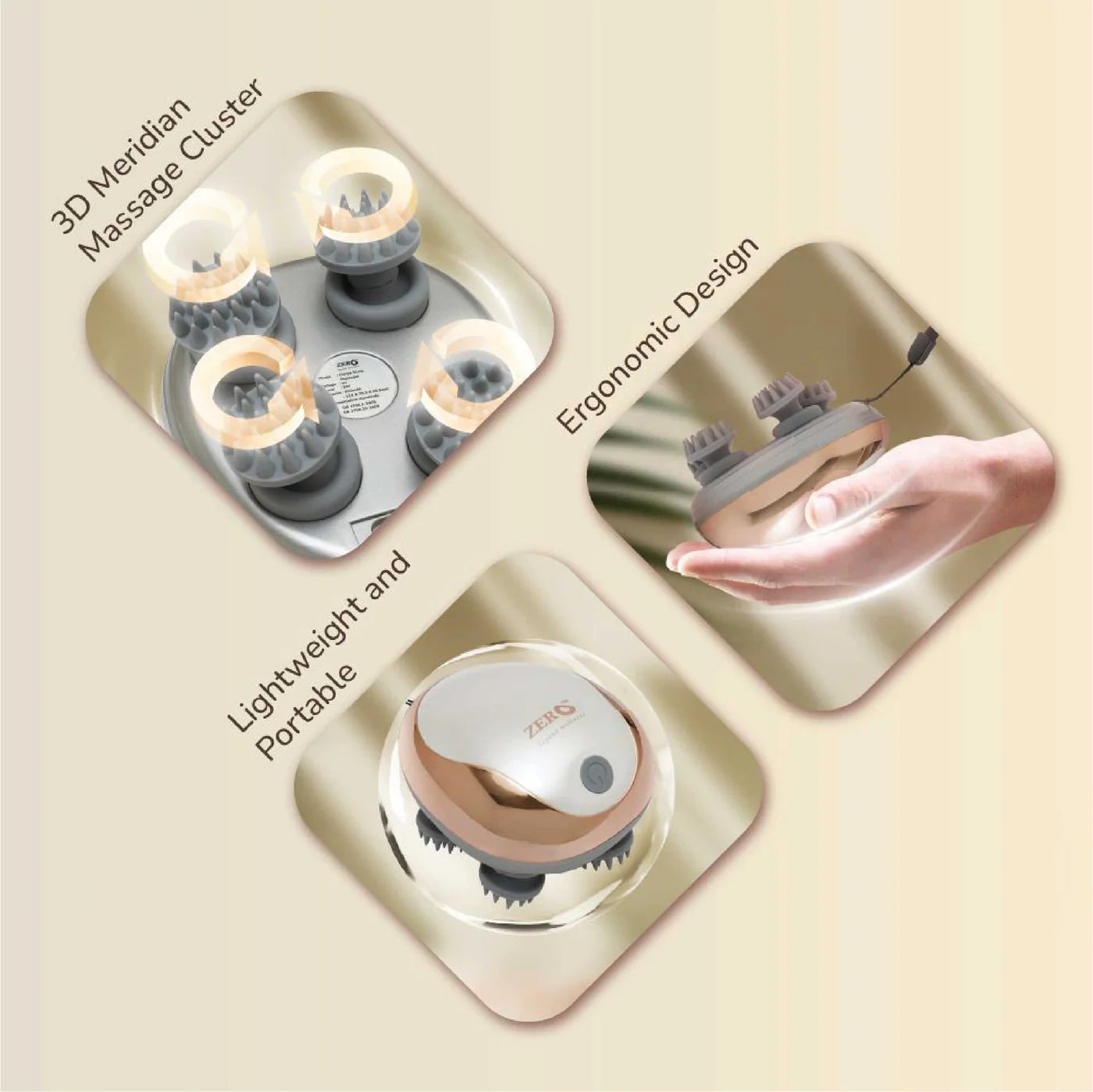 Clingy 3D Meridian Scalp Massager - 3 Modes, 950mAh, Lightweight, Rechargeable - Hair Growth & Stress Relief