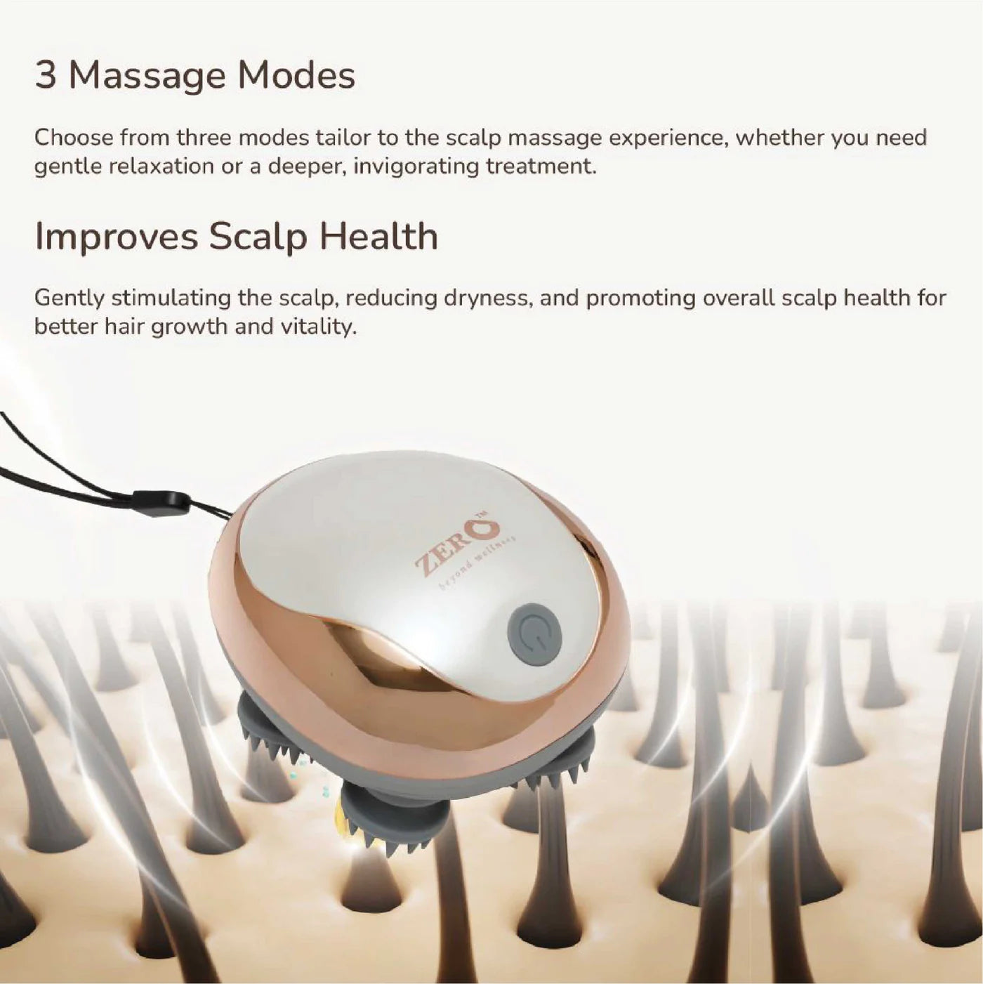 Clingy 3D Meridian Scalp Massager - 3 Modes, 950mAh, Lightweight, Rechargeable - Hair Growth & Stress Relief