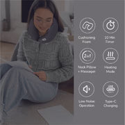 D-Dreamy 2-in-1 Neck Pillow Massager - 3D Deep Massage, Heat Therapy, Type-C - Travel & Home Relief