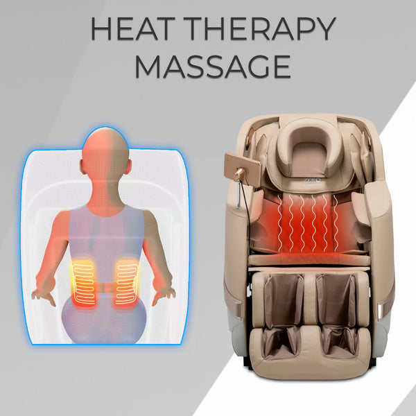 ZERO HEALTHCARE Heal Master Full Body Massage Chair | 20 Soft Rollers, 48 Airbags, Zero Gravity, Heating Therapy, 5 Auto Programs, Adjustable Footrest, Bluetooth Speaker & Premium Leather – Beige