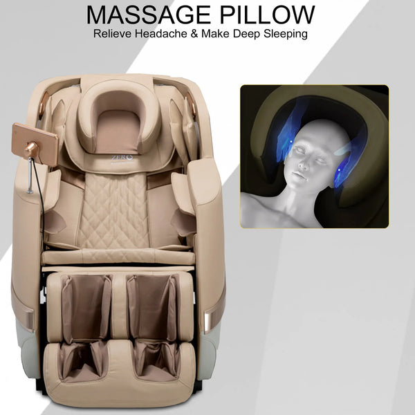 ZERO HEALTHCARE Heal Master Full Body Massage Chair | 20 Soft Rollers, 48 Airbags, Zero Gravity, Heating Therapy, 5 Auto Programs, Adjustable Footrest, Bluetooth Speaker & Premium Leather – Beige