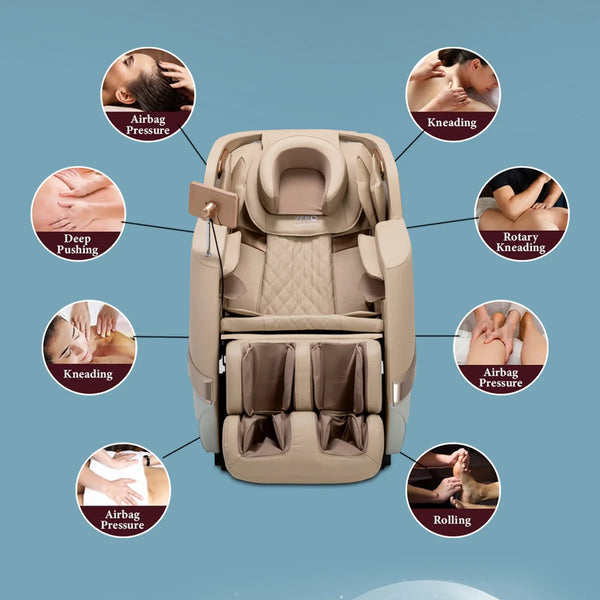 ZERO HEALTHCARE Heal Master Full Body Massage Chair | 20 Soft Rollers, 48 Airbags, Zero Gravity, Heating Therapy, 5 Auto Programs, Adjustable Footrest, Bluetooth Speaker & Premium Leather – Beige