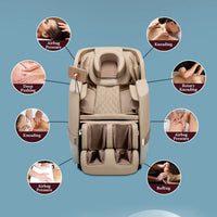 ZERO HEALTHCARE Heal Master Full Body Massage Chair | 20 Soft Rollers, 48 Airbags, Zero Gravity, Heating Therapy, 5 Auto Programs, Adjustable Footrest, Bluetooth Speaker & Premium Leather – Beige