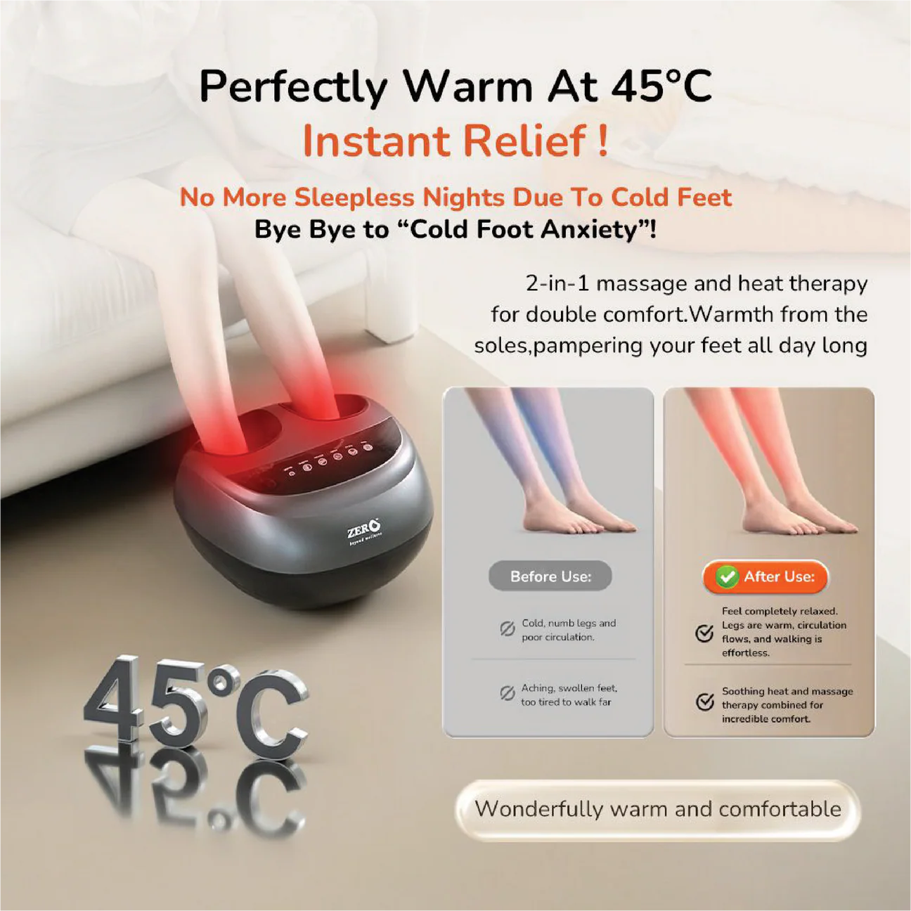 Sereno Nova Foot Massager | Air Compression | 3 Auto Modes | 9 Intensity Levels | Heat Therapy | 5 Timer Options | Foot Fatigue Relief