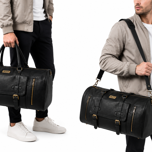 MyPT Leather Travel Duffel Bag | Premium Gym, Travel & Weekender Bag