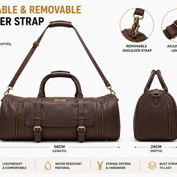 MyPT Leather Travel Duffel Bag | Premium Gym, Travel & Weekender Bag