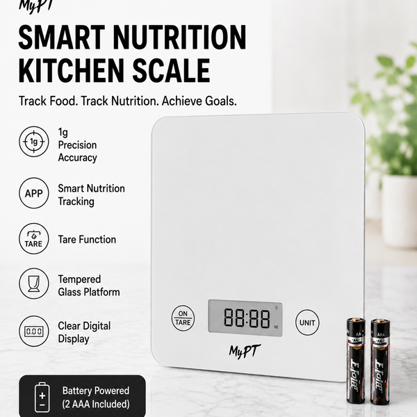 MyPT Smart Nutrition Kitchen Scale | App Connected | 1g Precision | Calorie & Macro Tracking | White