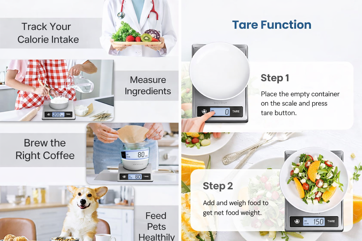 MyPT Digital Kitchen Scale – High Precision Food Weighing Scale | 1g Accuracy | HD Display | Tare Function