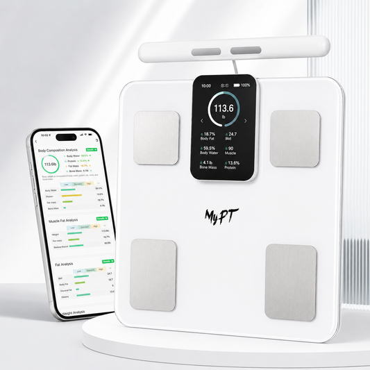 MyPT Smart Body Composition Scale | 8-Electrode | 43 Body Metrics | White